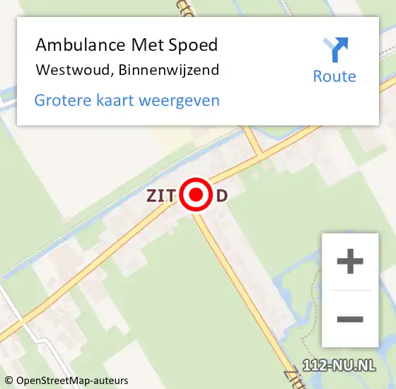 Locatie op kaart van de 112 melding: Ambulance Met Spoed Naar Westwoud, Binnenwijzend op 12 februari 2016 17:28