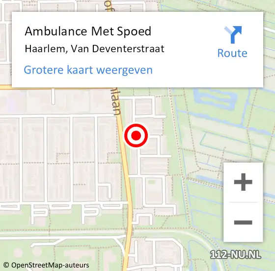 Locatie op kaart van de 112 melding: Ambulance Met Spoed Naar Haarlem, Van Deventerstraat op 12 februari 2016 17:34