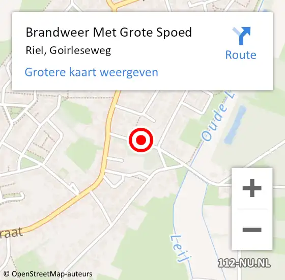 Locatie op kaart van de 112 melding: Brandweer Met Grote Spoed Naar Riel, Goirleseweg op 12 februari 2016 17:37