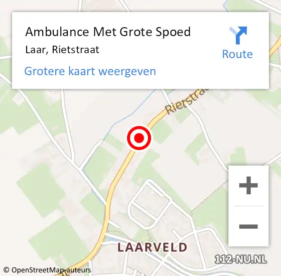 Locatie op kaart van de 112 melding: Ambulance Met Grote Spoed Naar Laar, Rietstraat op 15 september 2013 02:06