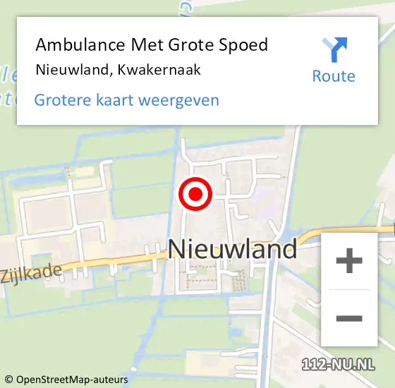 Locatie op kaart van de 112 melding: Ambulance Met Grote Spoed Naar Nieuwland, Kwakernaak op 12 februari 2016 19:04