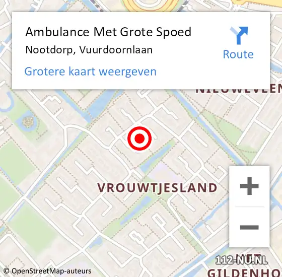 Locatie op kaart van de 112 melding: Ambulance Met Grote Spoed Naar Nootdorp, Vuurdoornlaan op 12 februari 2016 19:07