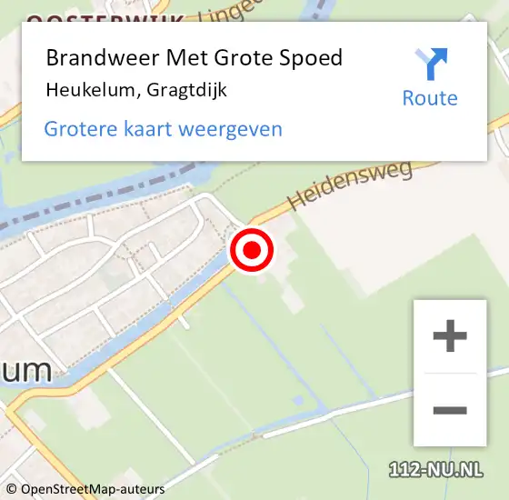 Locatie op kaart van de 112 melding: Brandweer Met Grote Spoed Naar Heukelum, Gragtdijk op 12 februari 2016 19:38