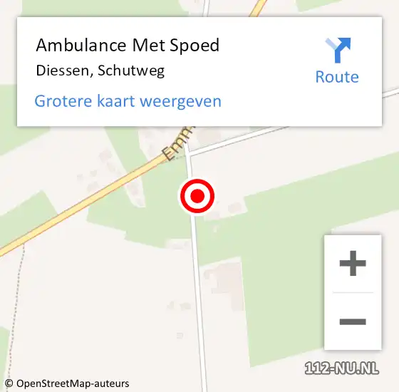 Locatie op kaart van de 112 melding: Ambulance Met Spoed Naar Diessen, Schutweg op 12 februari 2016 20:05