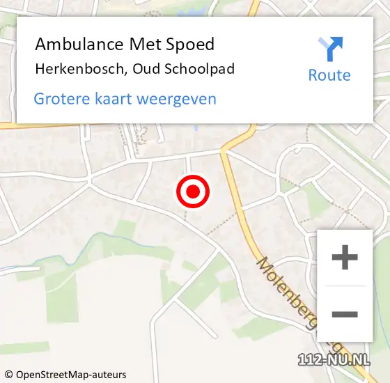 Locatie op kaart van de 112 melding: Ambulance Met Spoed Naar Herkenbosch, Oud Schoolpad op 12 februari 2016 21:26