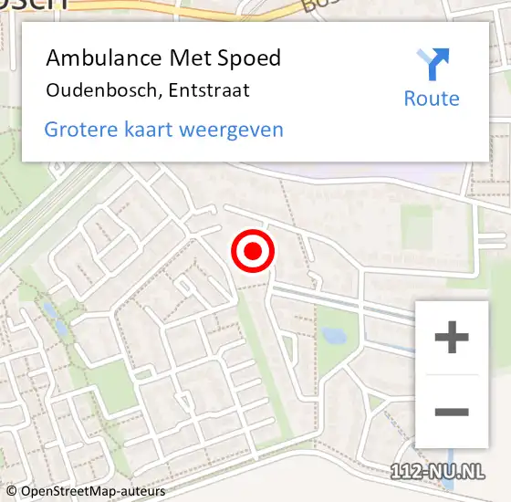 Locatie op kaart van de 112 melding: Ambulance Met Spoed Naar Oudenbosch, Entstraat op 12 februari 2016 21:43