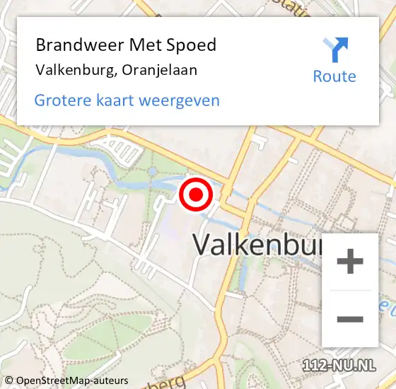 Locatie op kaart van de 112 melding: Brandweer Met Spoed Naar Valkenburg, Oranjelaan op 12 februari 2016 23:11