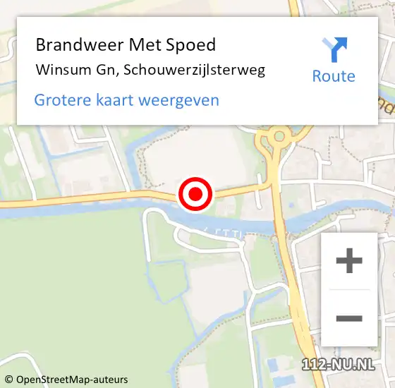 Locatie op kaart van de 112 melding: Brandweer Met Spoed Naar Winsum Gn, Schouwerzijlsterweg op 5 december 2013 20:12