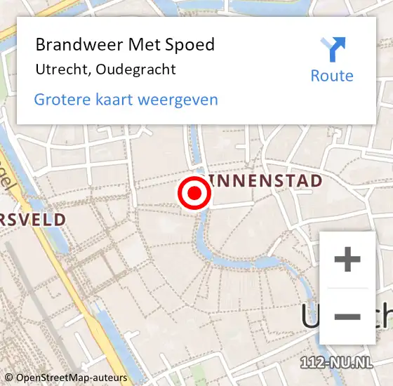 Locatie op kaart van de 112 melding: Brandweer Met Spoed Naar Utrecht, Oudegracht op 13 februari 2016 04:16