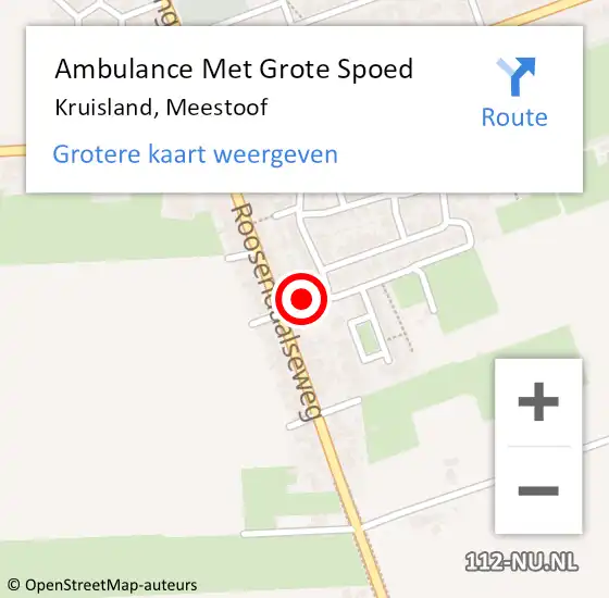 Locatie op kaart van de 112 melding: Ambulance Met Grote Spoed Naar Kruisland, Meestoof op 13 februari 2016 09:18