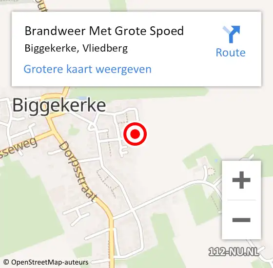 Locatie op kaart van de 112 melding: Brandweer Met Grote Spoed Naar Biggekerke, Vliedberg op 13 februari 2016 10:15