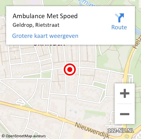 Locatie op kaart van de 112 melding: Ambulance Met Spoed Naar Geldrop, Rietstraat op 13 februari 2016 10:33