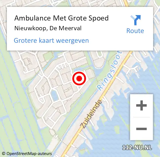 Locatie op kaart van de 112 melding: Ambulance Met Grote Spoed Naar Nieuwkoop, De Meerval op 13 februari 2016 10:42