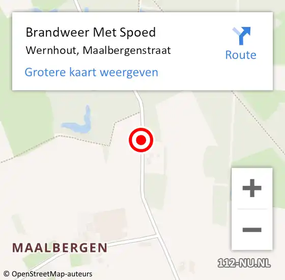 Locatie op kaart van de 112 melding: Brandweer Met Spoed Naar Wernhout, Maalbergenstraat op 5 december 2013 20:31