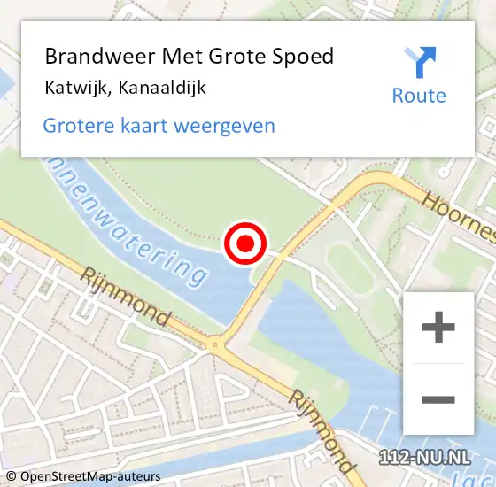 Locatie op kaart van de 112 melding: Brandweer Met Grote Spoed Naar Katwijk, Kanaaldijk op 13 februari 2016 10:53