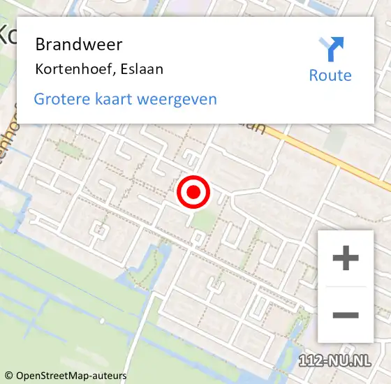 Locatie op kaart van de 112 melding: Brandweer Kortenhoef, Eslaan op 5 december 2013 20:37