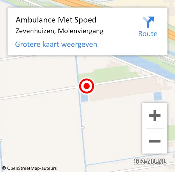 Locatie op kaart van de 112 melding: Ambulance Met Spoed Naar Zevenhuizen, Molenviergang op 13 februari 2016 13:09