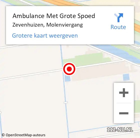 Locatie op kaart van de 112 melding: Ambulance Met Grote Spoed Naar Zevenhuizen Zh, Molenviergang op 13 februari 2016 13:14