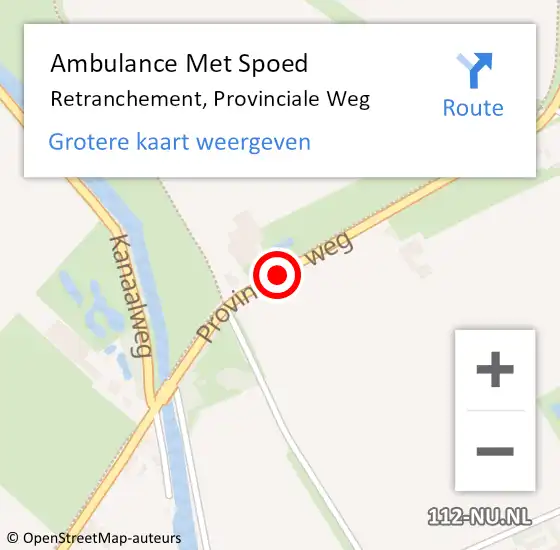 Locatie op kaart van de 112 melding: Ambulance Met Spoed Naar Retranchement, Provinciale Weg op 13 februari 2016 15:16