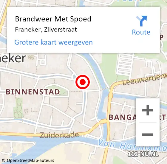 Locatie op kaart van de 112 melding: Brandweer Met Spoed Naar Franeker, Zilverstraat op 5 december 2013 20:51