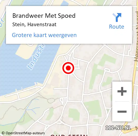 Locatie op kaart van de 112 melding: Brandweer Met Spoed Naar Stein, Havenstraat op 13 februari 2016 16:33