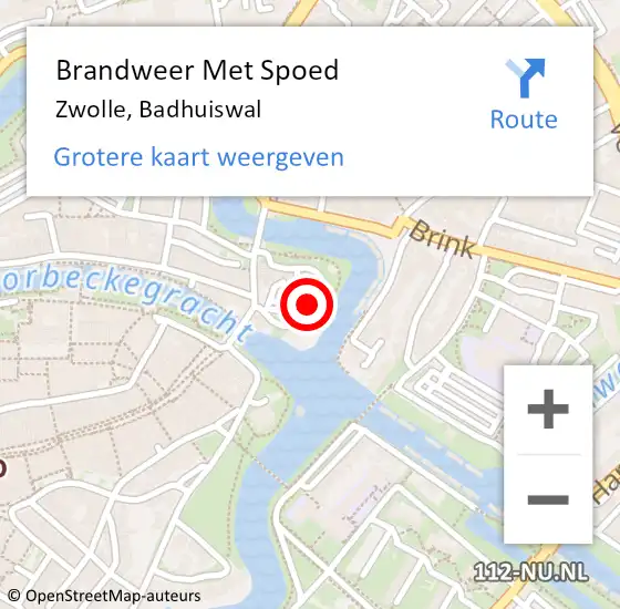 Locatie op kaart van de 112 melding: Brandweer Met Spoed Naar Zwolle, Badhuiswal op 5 december 2013 21:03