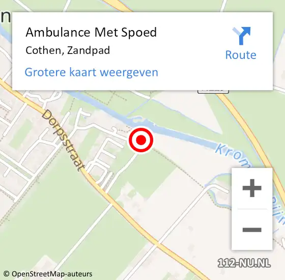 Locatie op kaart van de 112 melding: Ambulance Met Spoed Naar Cothen, Zandpad op 13 februari 2016 17:47