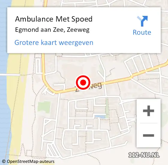 Locatie op kaart van de 112 melding: Ambulance Met Spoed Naar Egmond aan Zee, Zeeweg op 13 februari 2016 18:13