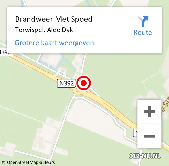 Locatie op kaart van de 112 melding: Brandweer Met Spoed Naar Terwispel, Alde Dyk op 5 december 2013 21:12