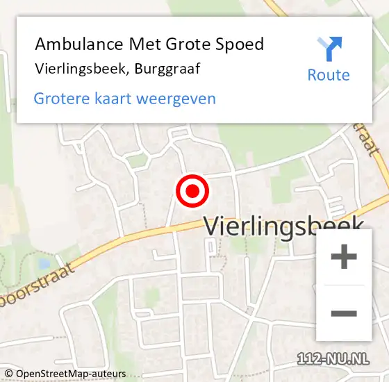 Locatie op kaart van de 112 melding: Ambulance Met Grote Spoed Naar Vierlingsbeek, Burggraaf op 13 februari 2016 18:56