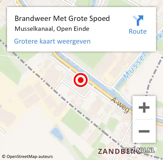 Locatie op kaart van de 112 melding: Brandweer Met Grote Spoed Naar Musselkanaal, Open Einde op 15 september 2013 02:27