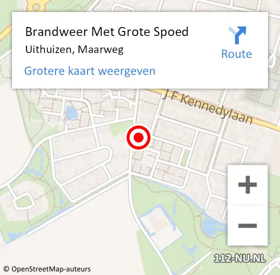 Locatie op kaart van de 112 melding: Brandweer Met Grote Spoed Naar Uithuizen, Maarweg op 13 februari 2016 19:42