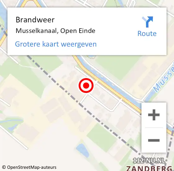 Locatie op kaart van de 112 melding: Brandweer Musselkanaal, Open Einde op 15 september 2013 02:29