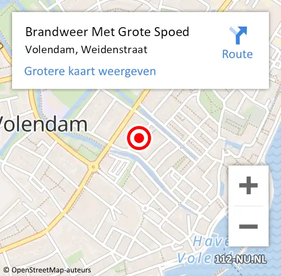 Locatie op kaart van de 112 melding: Brandweer Met Grote Spoed Naar Volendam, Weidenstraat op 13 februari 2016 22:43
