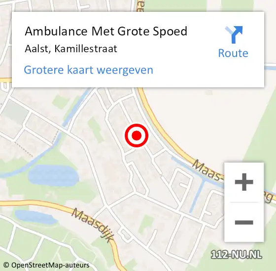 Locatie op kaart van de 112 melding: Ambulance Met Grote Spoed Naar Aalst, Kamillestraat op 14 februari 2016 00:05