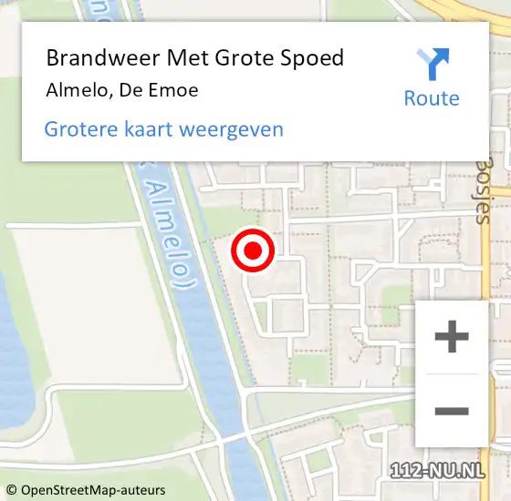 Locatie op kaart van de 112 melding: Brandweer Met Grote Spoed Naar Almelo, De Emoe op 14 februari 2016 00:18