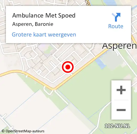 Locatie op kaart van de 112 melding: Ambulance Met Spoed Naar Asperen, Baronie op 14 februari 2016 00:22