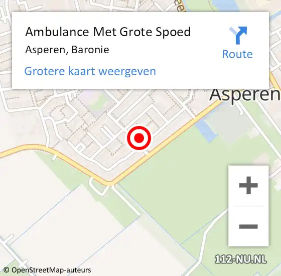 Locatie op kaart van de 112 melding: Ambulance Met Grote Spoed Naar Asperen, Baronie op 14 februari 2016 00:27