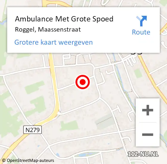 Locatie op kaart van de 112 melding: Ambulance Met Grote Spoed Naar Roggel, Maassenstraat op 14 februari 2016 00:56