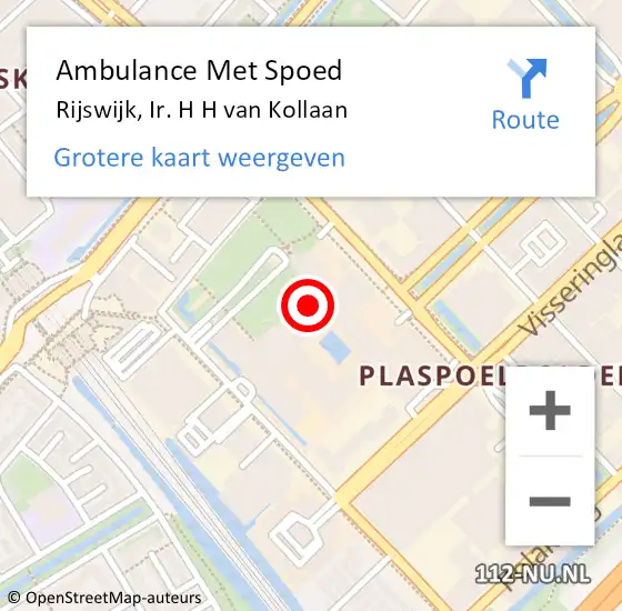 Locatie op kaart van de 112 melding: Ambulance Met Spoed Naar Rijswijk, Ir. H H van Kollaan op 14 februari 2016 01:23