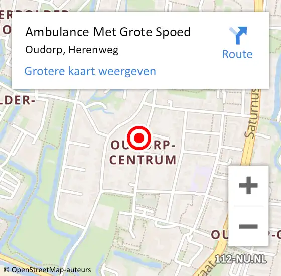 Locatie op kaart van de 112 melding: Ambulance Met Grote Spoed Naar Oudorp, Herenweg op 14 februari 2016 01:26