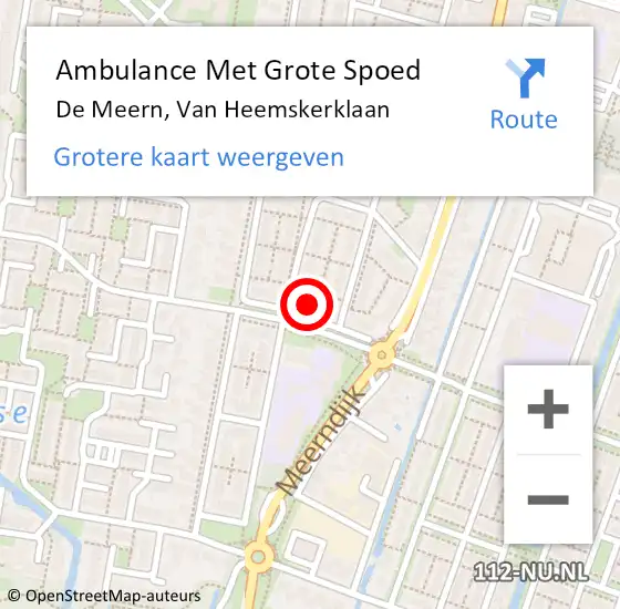 Locatie op kaart van de 112 melding: Ambulance Met Grote Spoed Naar De Meern, Van Heemskerklaan op 14 februari 2016 01:37