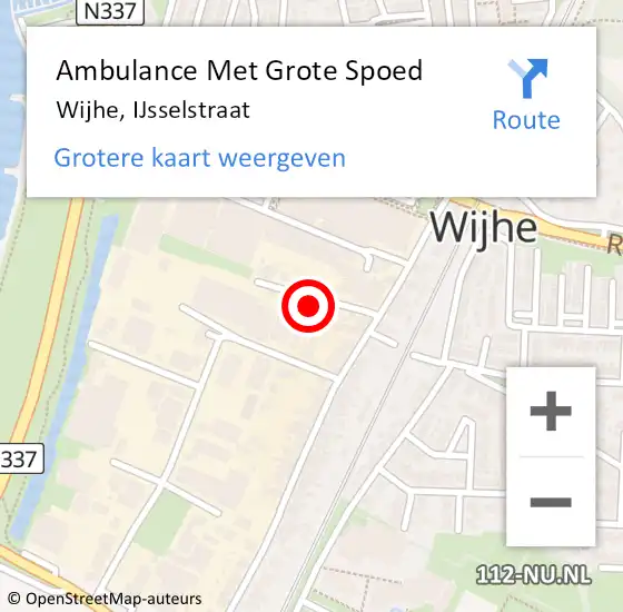 Locatie op kaart van de 112 melding: Ambulance Met Grote Spoed Naar Wijhe, IJsselstraat op 14 februari 2016 02:27