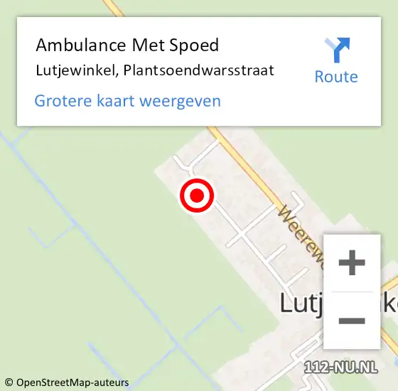 Locatie op kaart van de 112 melding: Ambulance Met Spoed Naar Lutjewinkel, Plantsoendwarsstraat op 14 februari 2016 02:49