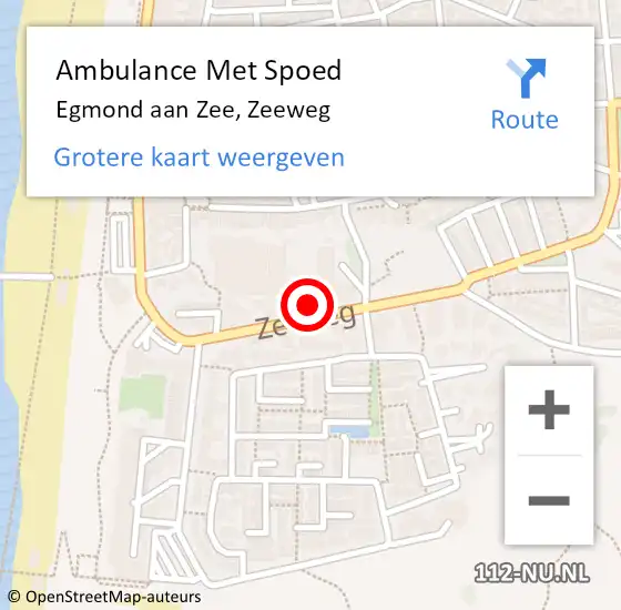 Locatie op kaart van de 112 melding: Ambulance Met Spoed Naar Egmond aan Zee, Zeeweg op 14 februari 2016 04:08