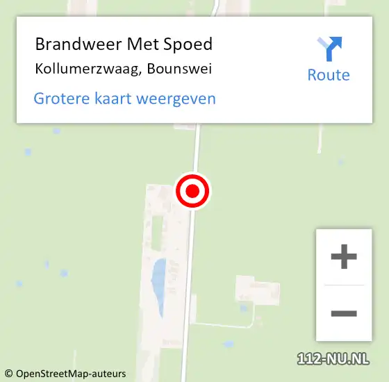 Locatie op kaart van de 112 melding: Brandweer Met Spoed Naar Kollumerzwaag, Bounswei op 5 december 2013 21:40