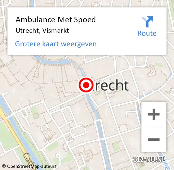 Locatie op kaart van de 112 melding: Ambulance Met Spoed Naar Utrecht, Vismarkt op 14 februari 2016 04:20