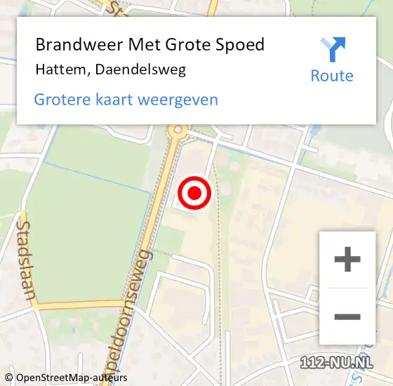 Locatie op kaart van de 112 melding: Brandweer Met Grote Spoed Naar Hattem, Daendelsweg op 14 februari 2016 05:44