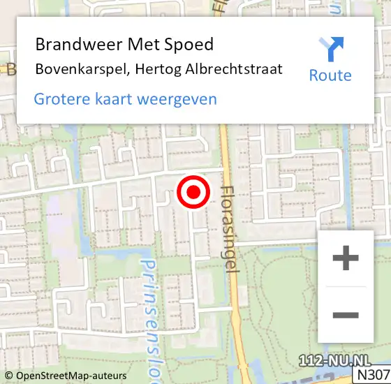 Locatie op kaart van de 112 melding: Brandweer Met Spoed Naar Bovenkarspel, Hertog Albrechtstraat op 5 december 2013 21:50