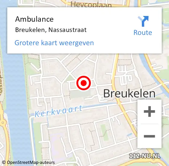 Locatie op kaart van de 112 melding: Ambulance Breukelen, Nassaustraat op 14 februari 2016 09:49